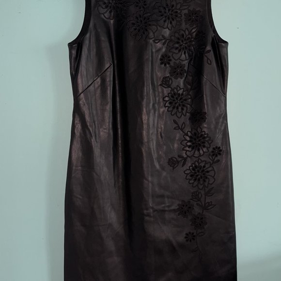 Calvin Klein Faux Leather Mini Sleeveless Dress Size 8 - Picture 2 of 9